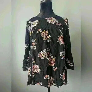 Old Navy Black Floral Blouse Size M